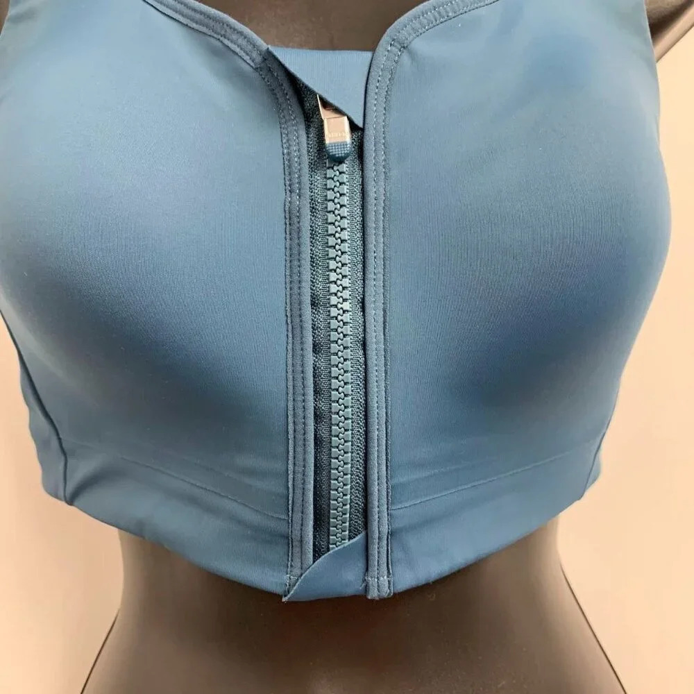 Athleta Women's Advance Zip Front B-DD Sequoia Blue Sports Bra Size 34C - Picture 4 of 11